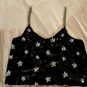 Jordyn jagger Sequin black cropped dressy top